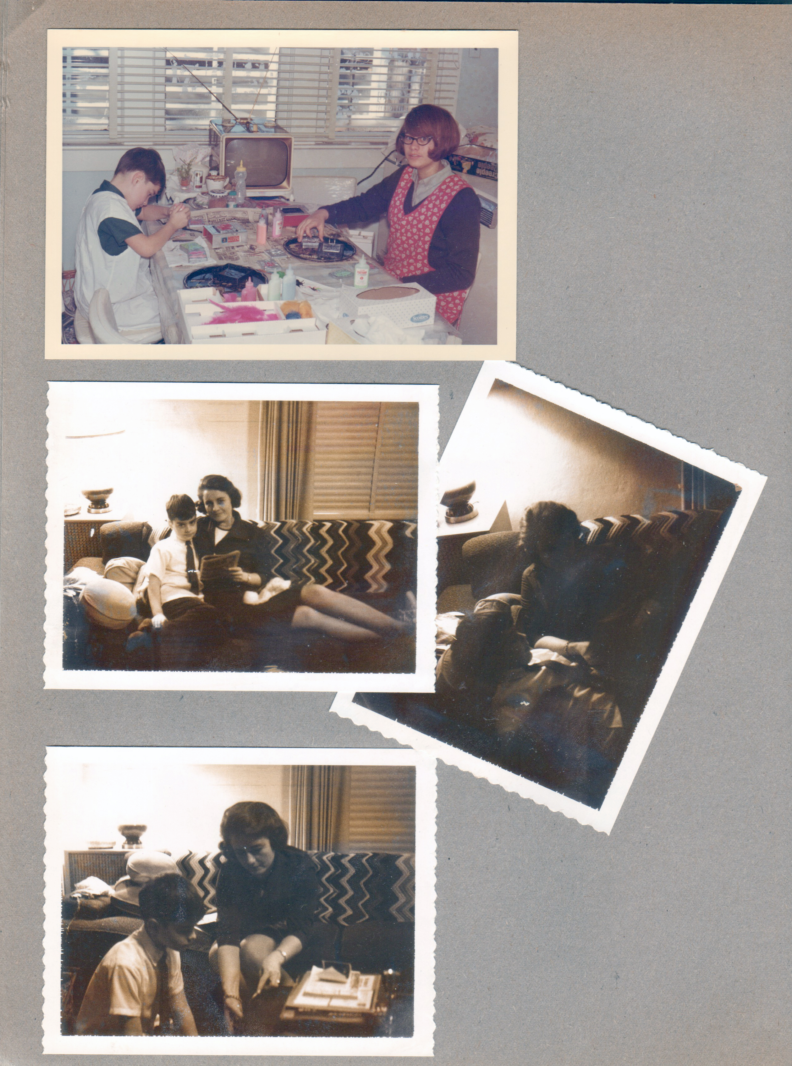 6122 kitchen - Alan and Susan making Creepy Crawlers. 6122 Polaroids - Alan and Rosemary on sofa.