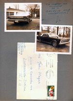 6122 driveway - Ford Galaxie 500 convertible. Christmas card from the Salminens in Finland