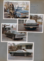 6122 driveway - John with Ford Fairlane. Ford Galaxie 500 convertible. Back of 6122 and neighbor houses.