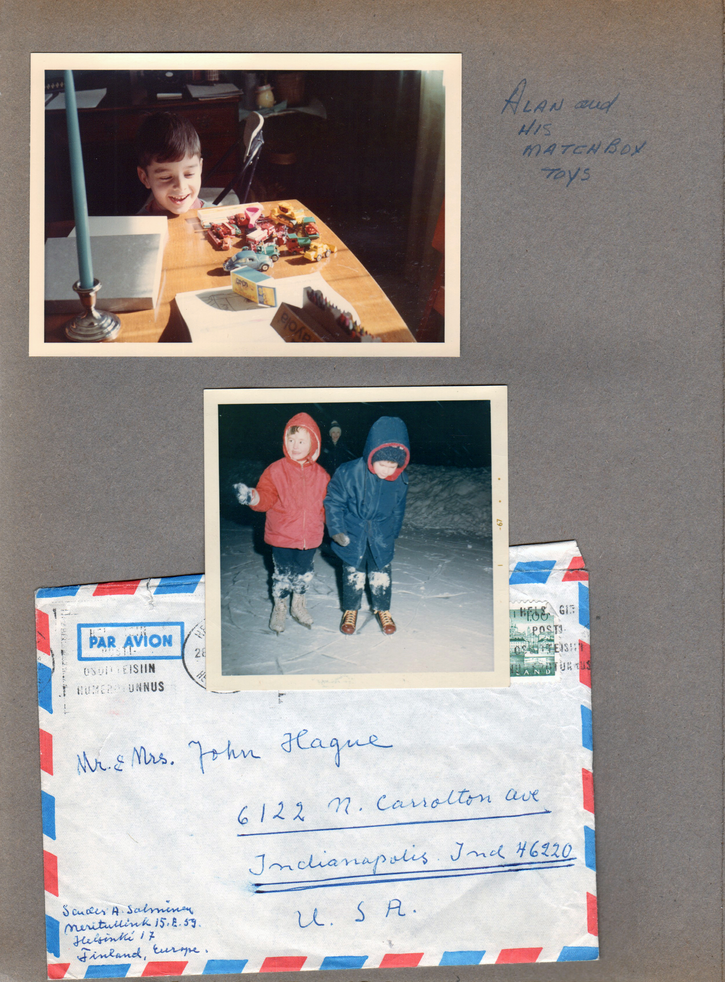 6122 dining room - Alan and Matchbox cars. Letter and photos from the Salminens in Finland.