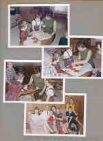 At 8817 Haverstick - Probably Nancy's 2nd birthday. Mary, Nancy and Pat. Eddie. Judy, Ed, David, Betty, Vicky, Jimmy (no idea).