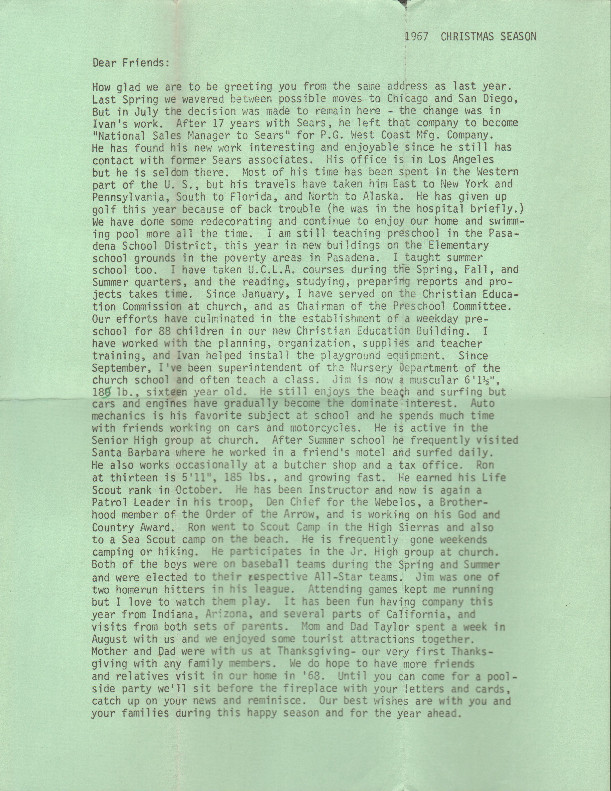 letter from Jo Taylor