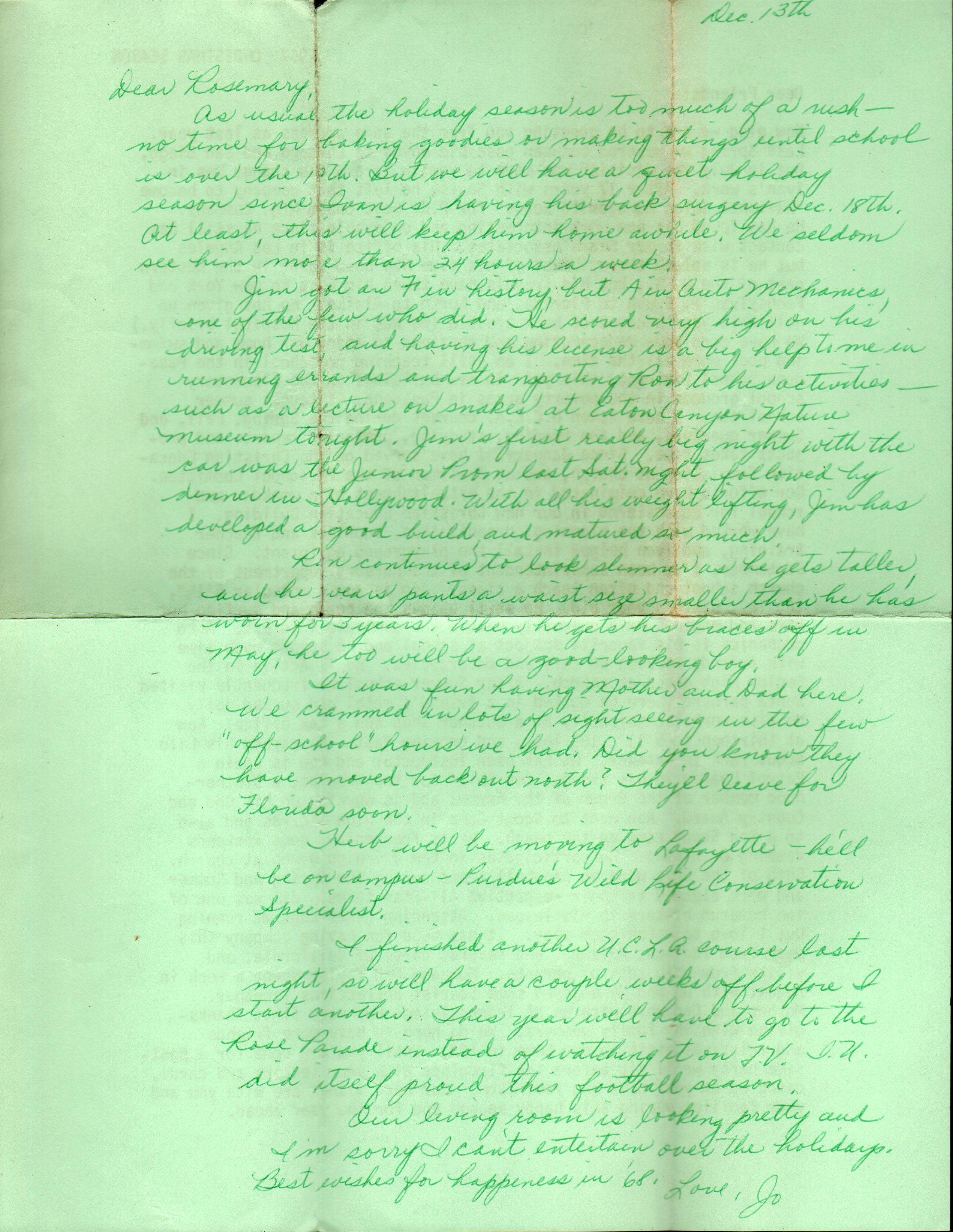 letter from Jo Taylor
