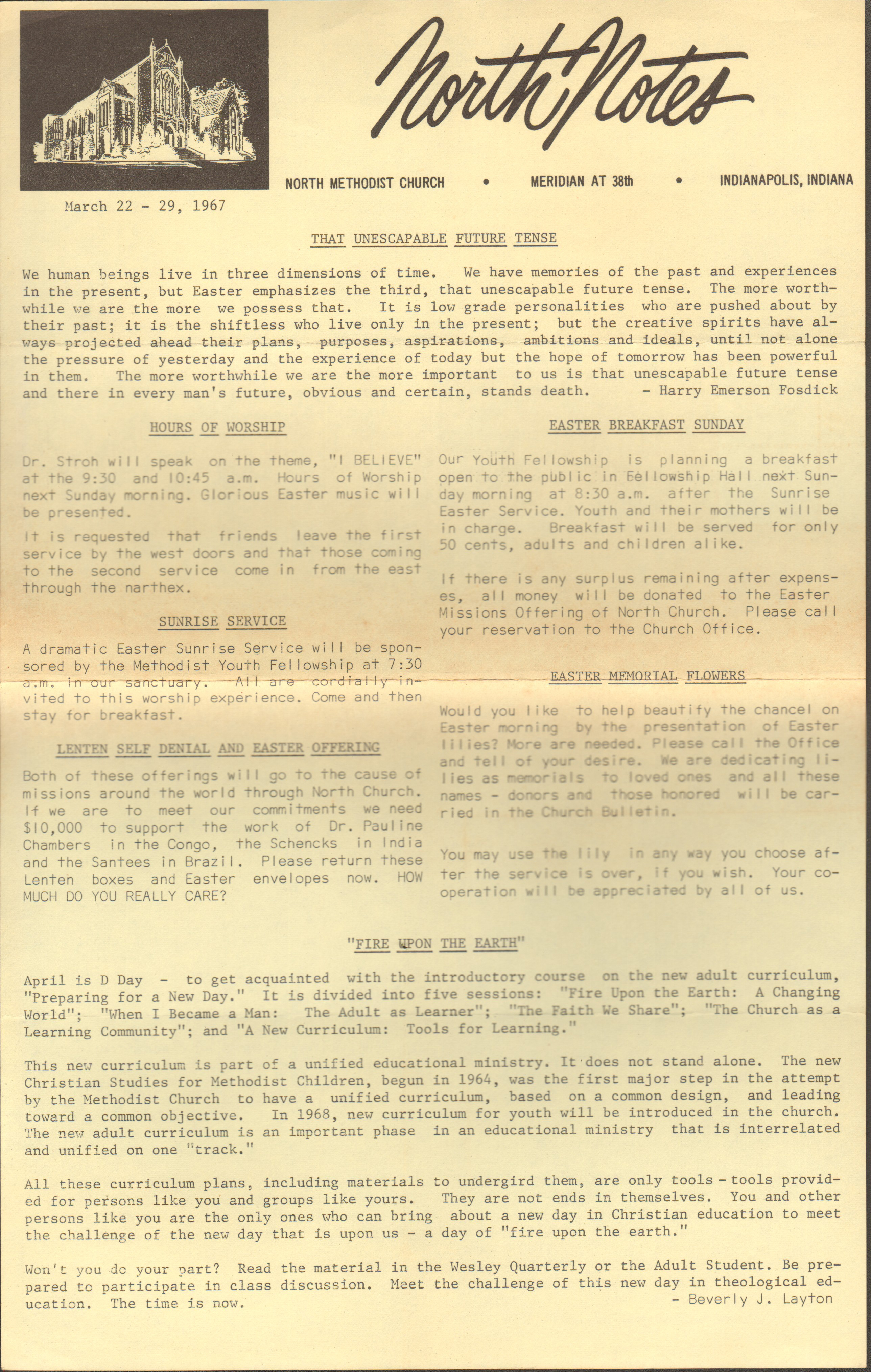 North Methodist Church - North Note March 22 1967