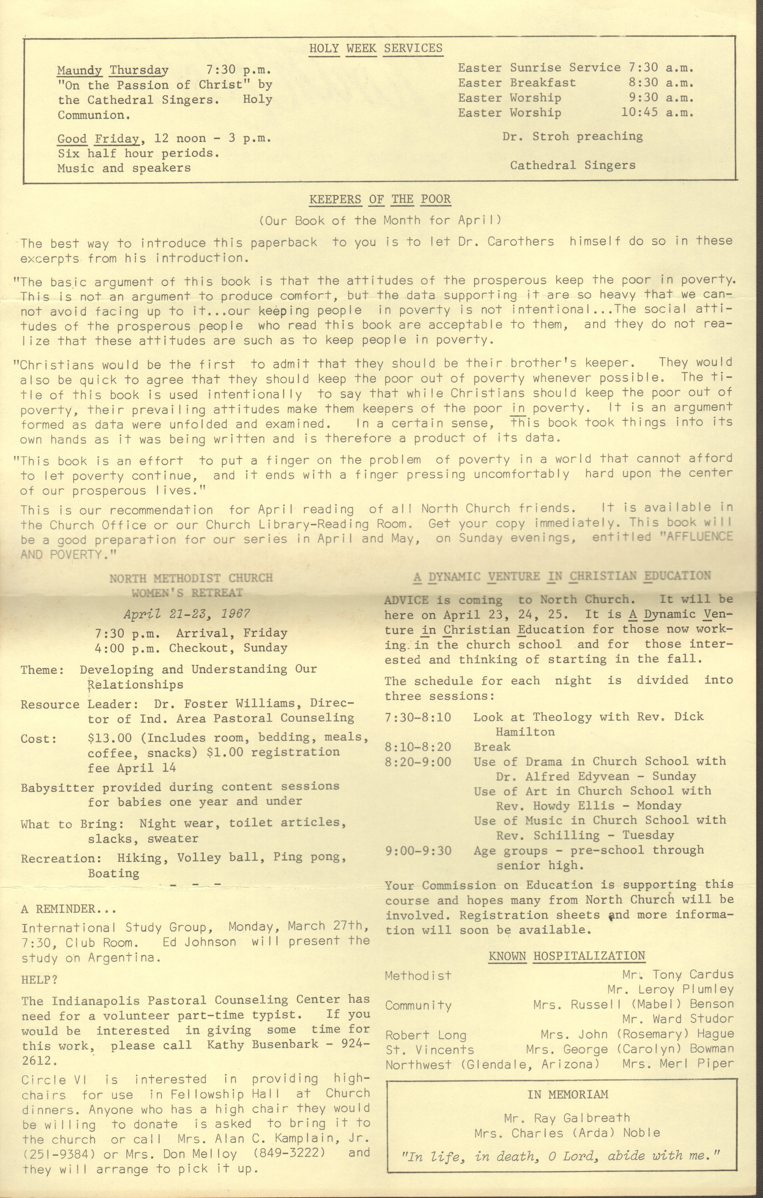 North Methodist Church - North Note March 22 1967