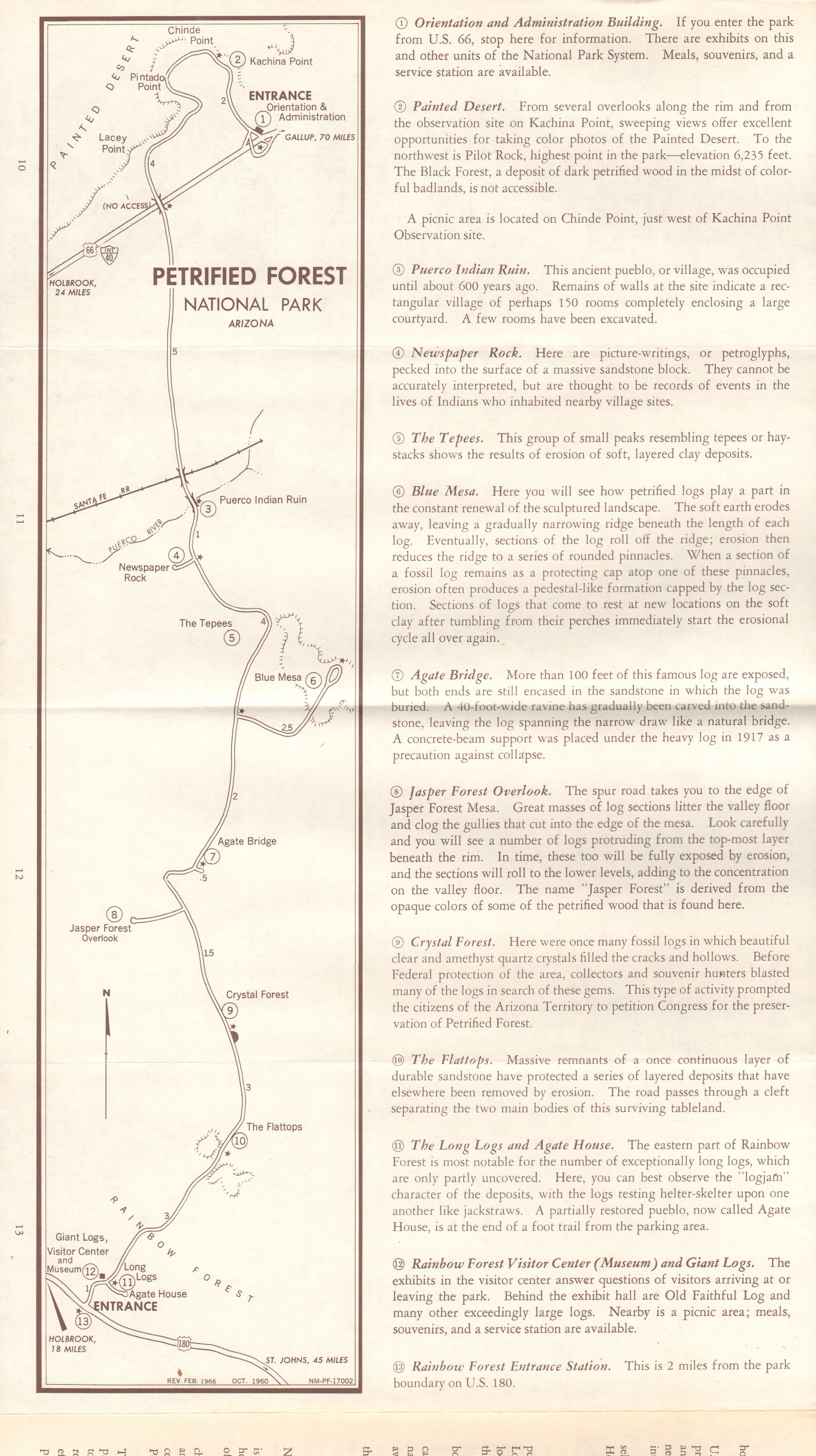 Petrified Forest map. pamphlet Holbrook, Arizona