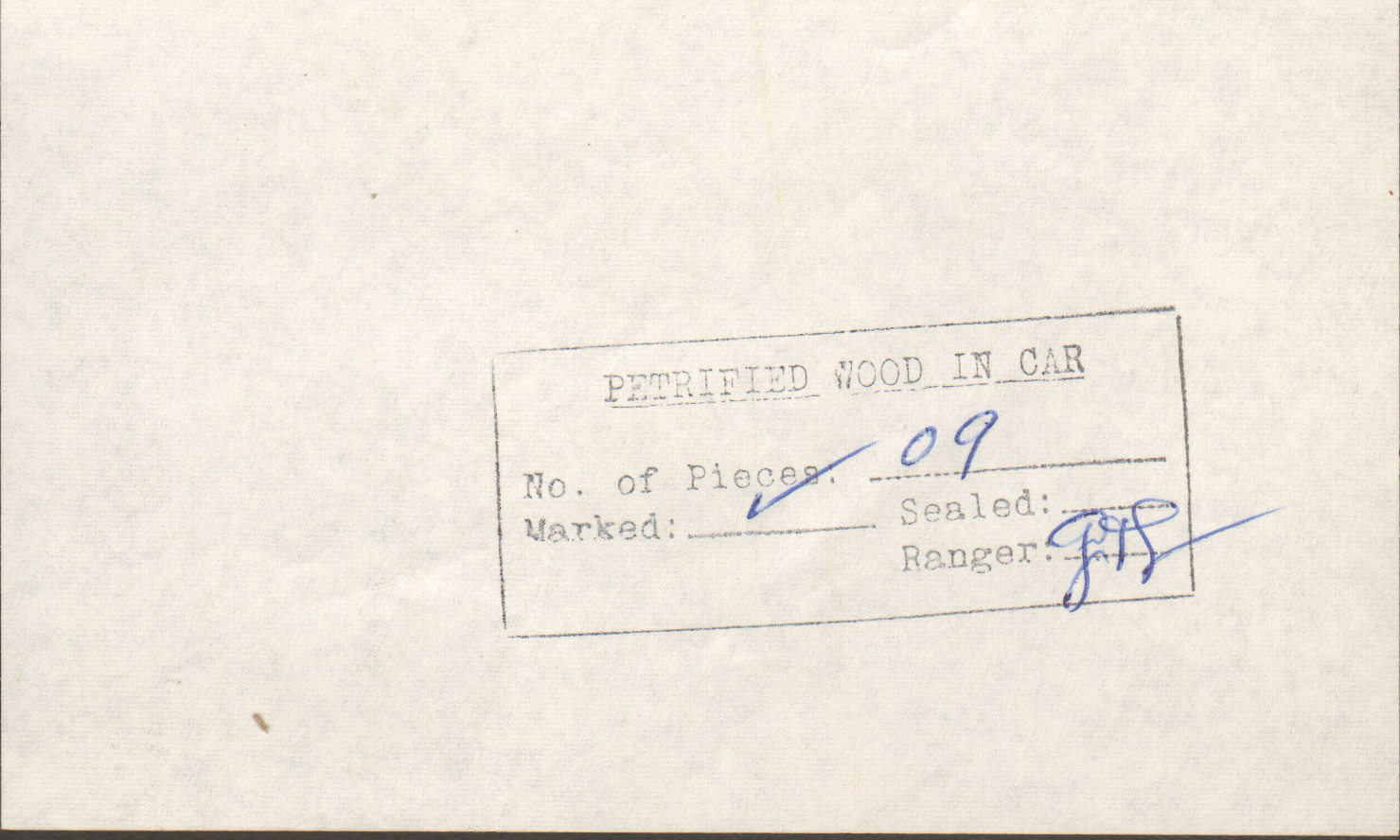 Petrified Forest receipt for 9 pieces