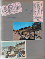 Monday, June 12, 1967 - Calico Ghost Town, Tuesday. Lucille Mining Co Tramway tickets, postcard tramway H-1348