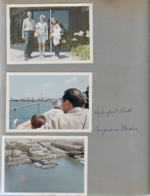 John, Susan, Rosemary with Bolex movie camera. Hydrofoil Boat - Tijuana, Mexico. from Sea World Sky Ride?