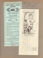 Arrived Friday noon - June 16, 1967 - Aztec Motel. Ghost Town and Calico Railway Knott's Berry Farm ticket and map