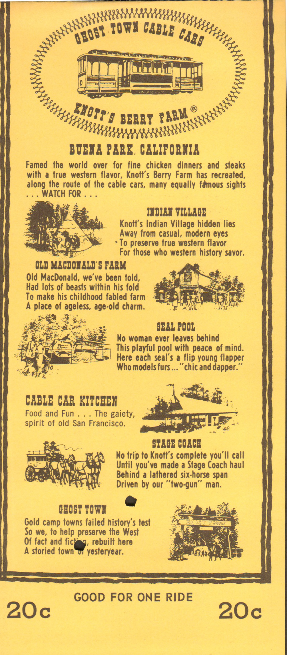 Ghost Town and Calico Railway Knott's Berry Farm ticket