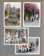 Knott's Berry Farm - waterfall Rosemary, Susan, Alan. ladies bench. old men bench