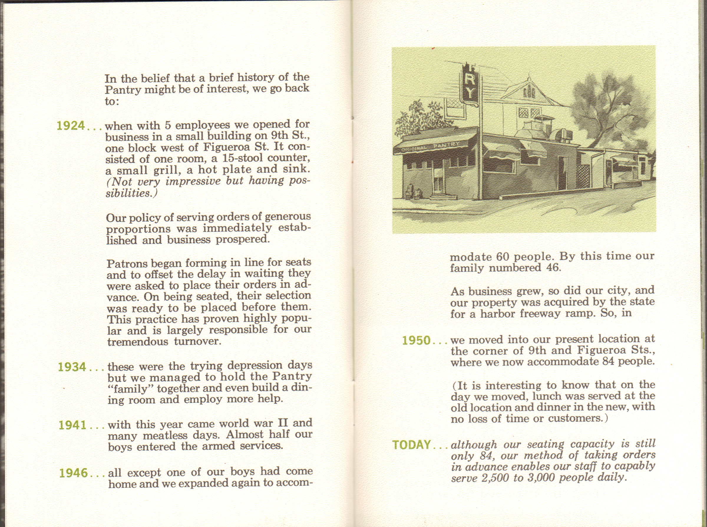 The Original Pantry Cafe booklet