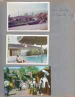 2417 Teasley, La Cresta, Calif. house, Cadillac. Susan by pool. postcard Olvera Street H-1413