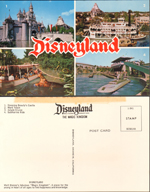 Disneyland postcard 1-341 SC5814A castle - paddlewheeler - jungle cruise - submarine