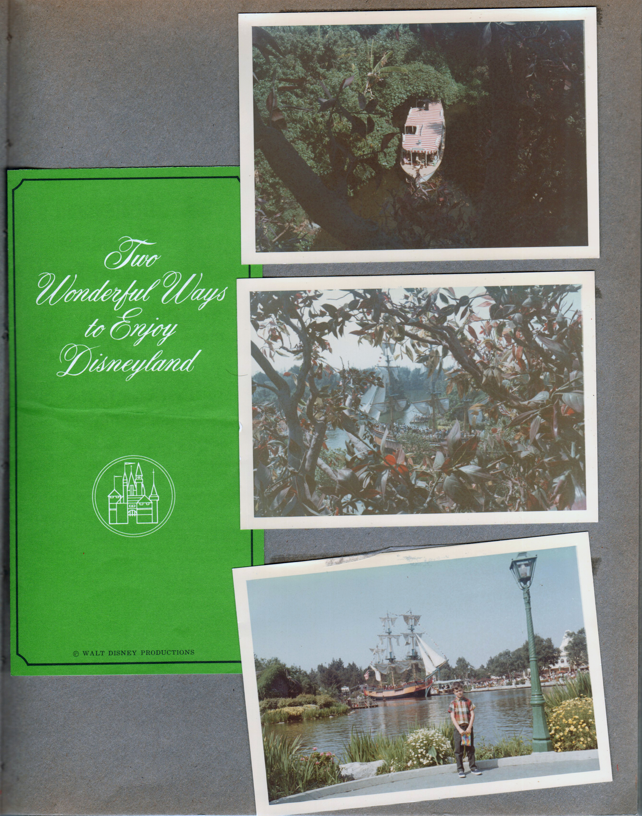 Disneyland - brochure two wonderful ways - jungle cruise from treehouse. Sailing ship, Alan
