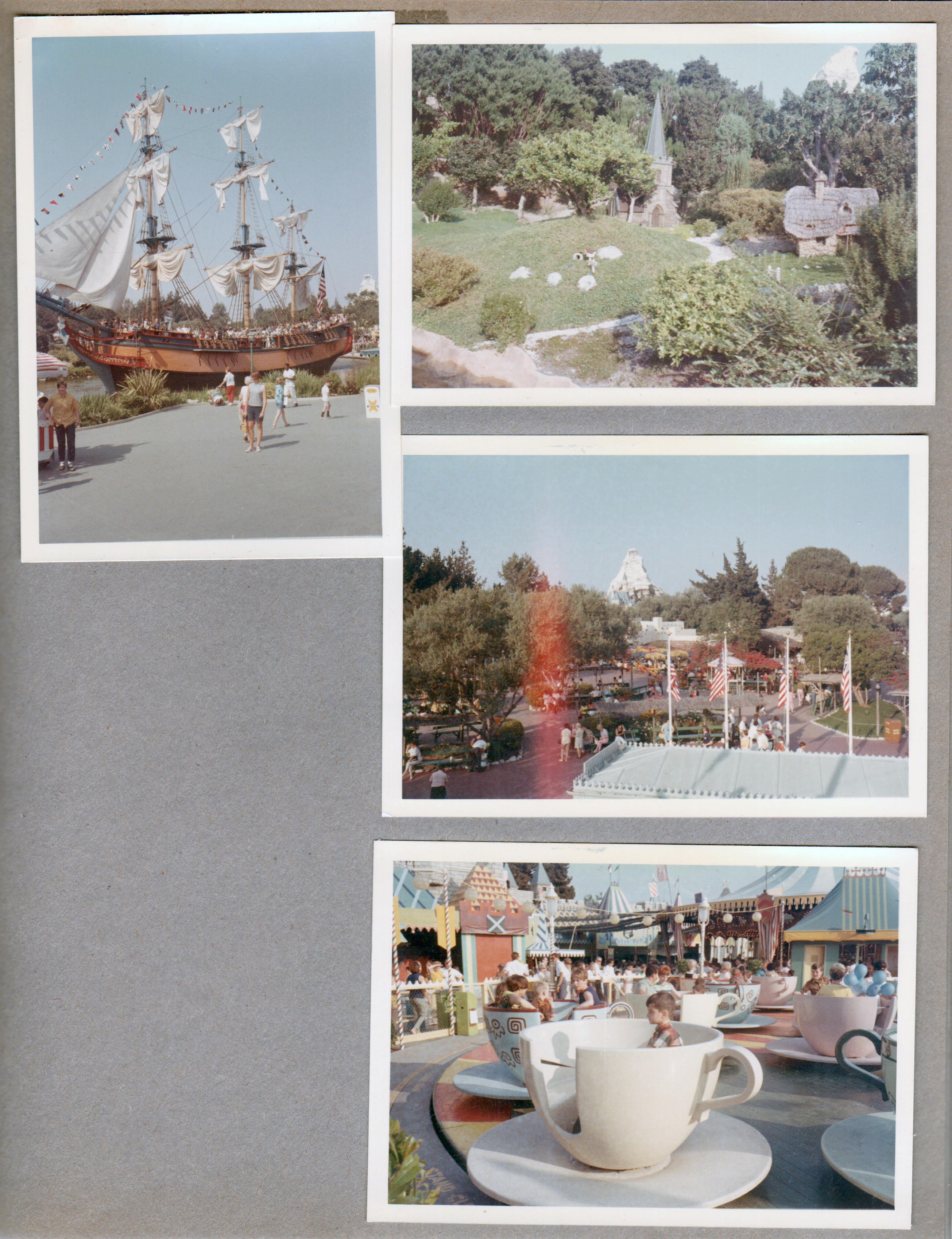 Disneyland - Sailing ship, canal, Matterhorn, Alan in tea cups