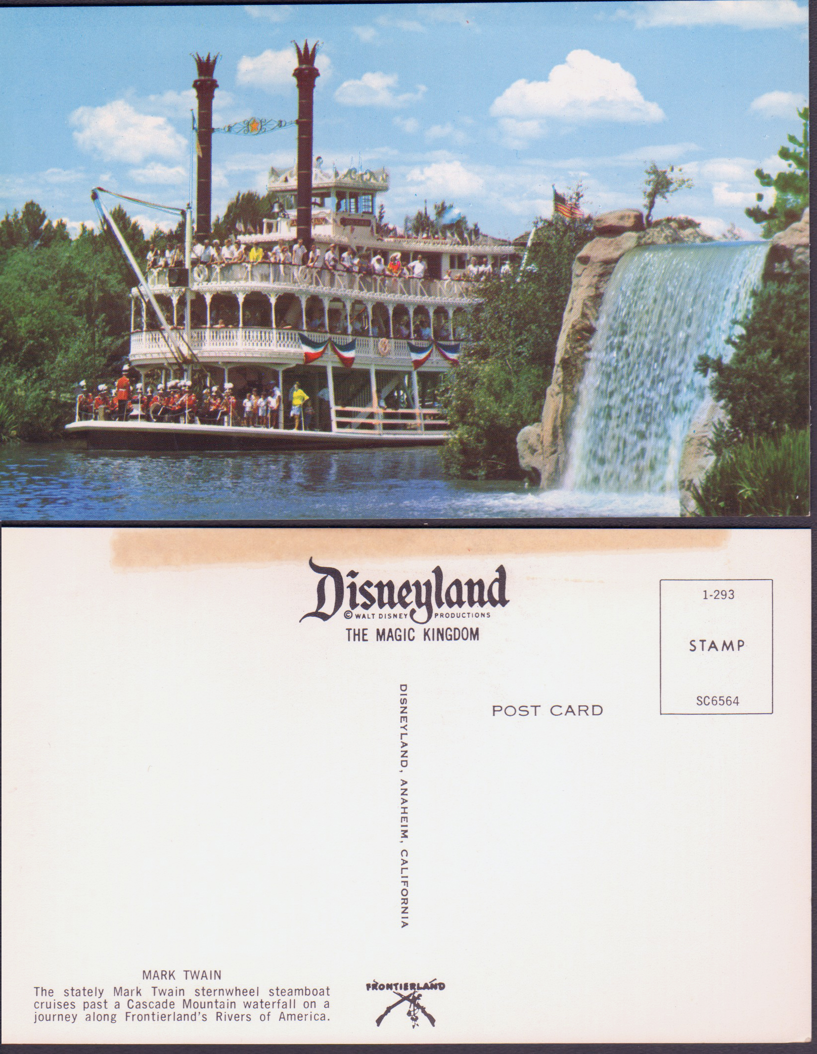 Disneyland - postcard 1-293 SC6564 Mark Twain steamboat