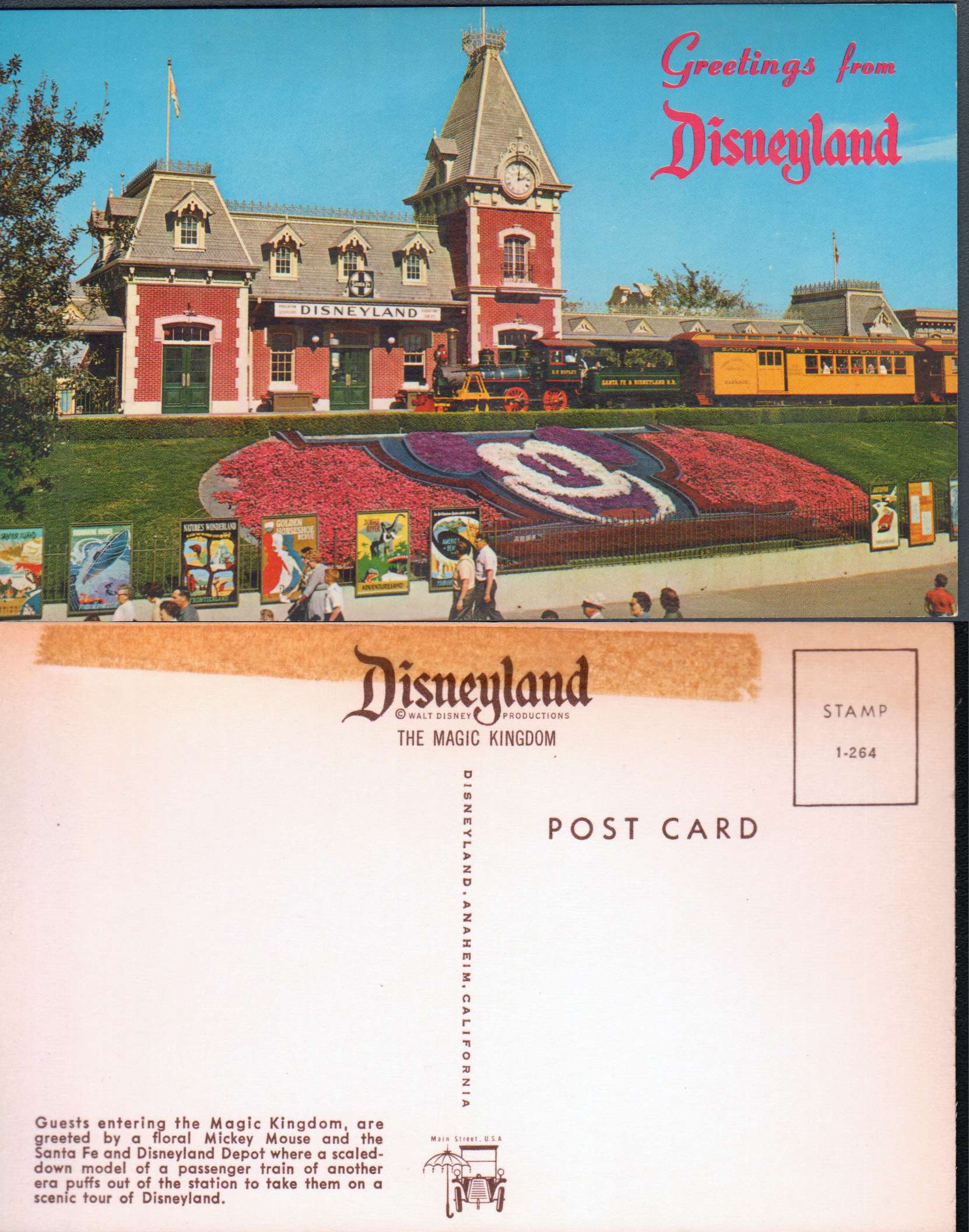 Disneyland - postcard 1-264 Greetings from Disneyland - train station