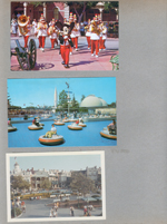 Disneyland - postcard Mickey. Postcard flying saucers. main street