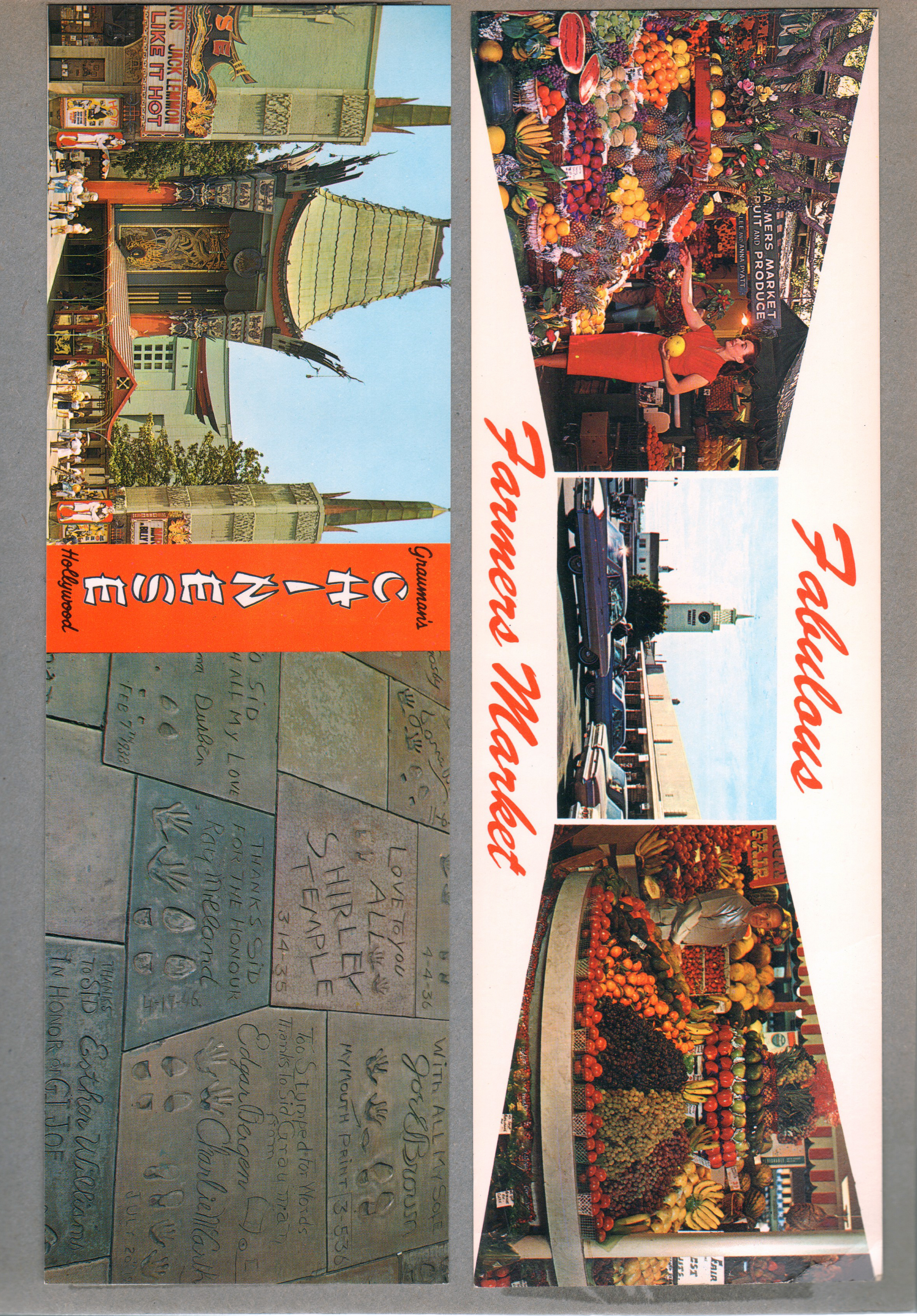 postcard Grauman's Chinese Hollywood. Postcard Fabulous Farmers Market