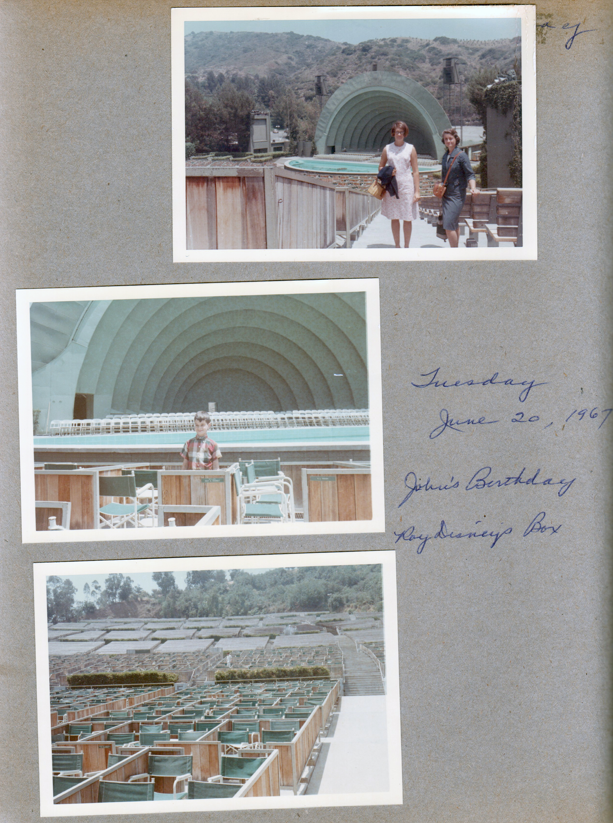 Hollywood Bowl - Susan Rosemary Alan. Roy Disney's box seat. John's 38th birthday