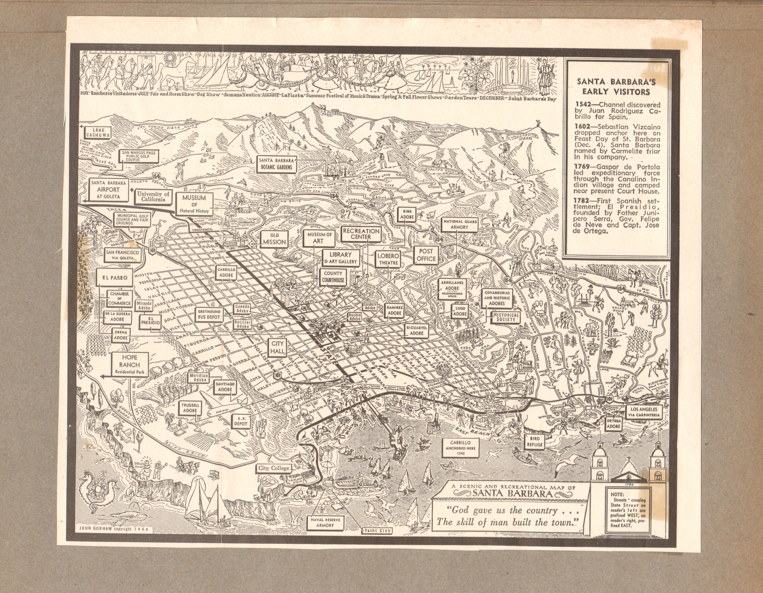 souvenir map Santa Barbara's Early Visitors