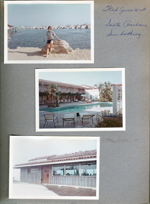 Santa Barbara - Susan on beach. Motel. Moby Dick's Coffee Shop
