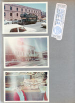 Cannery-Ghirardelli Square Omnibus. Fisherman's Grotto. Alan in front of crabs at market. Ticket Division of Beaches and Parks