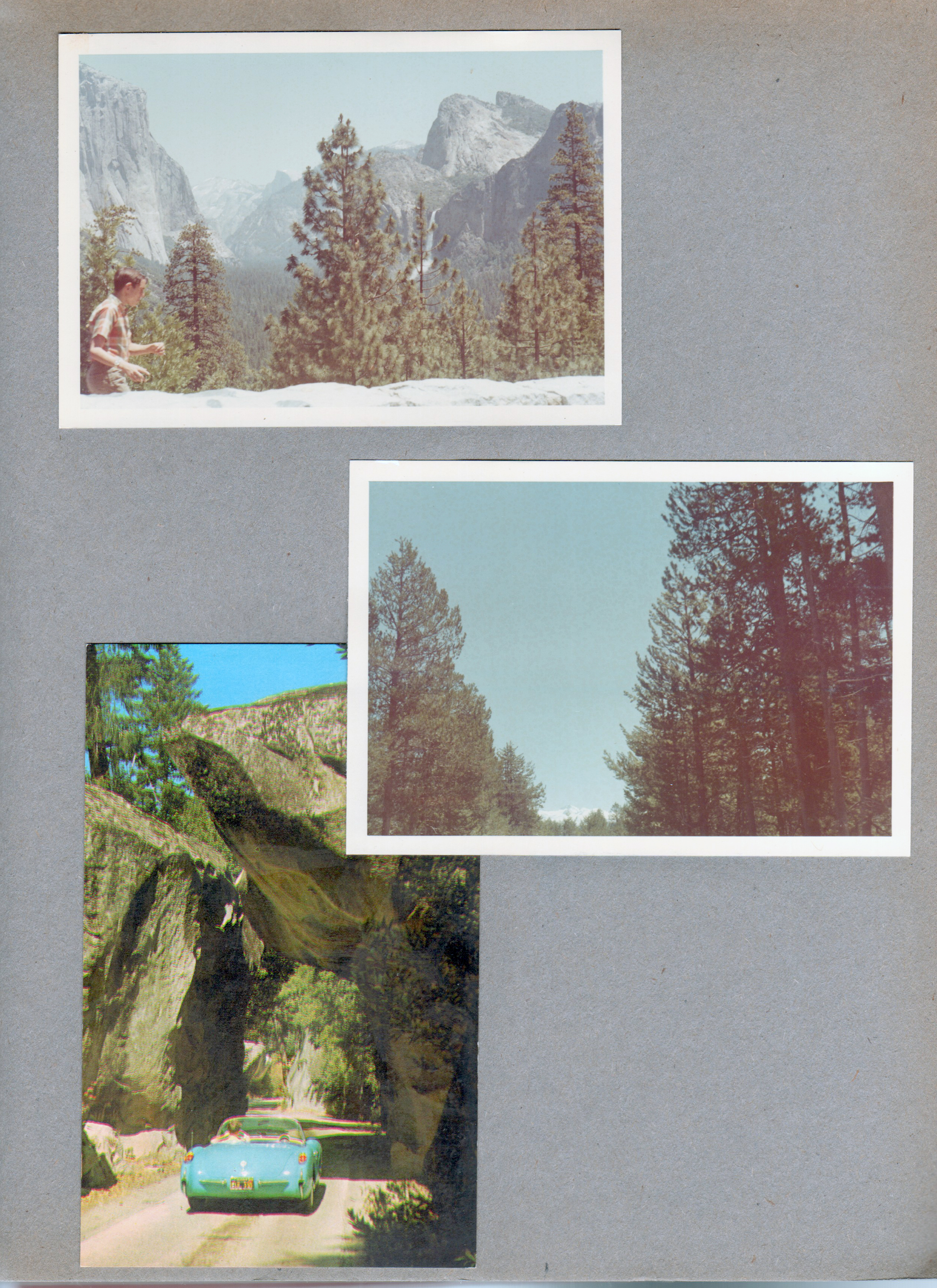 Yosemite - postcard car driving under rock