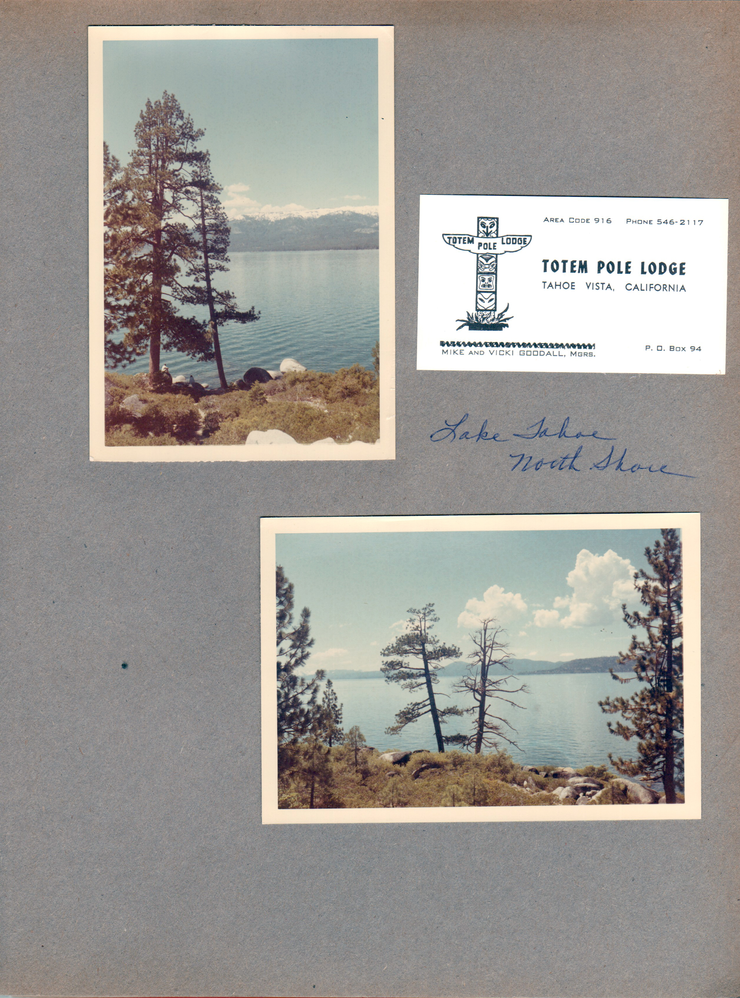 Lake Tahoe North Shore - business card Totem Pole Lodge