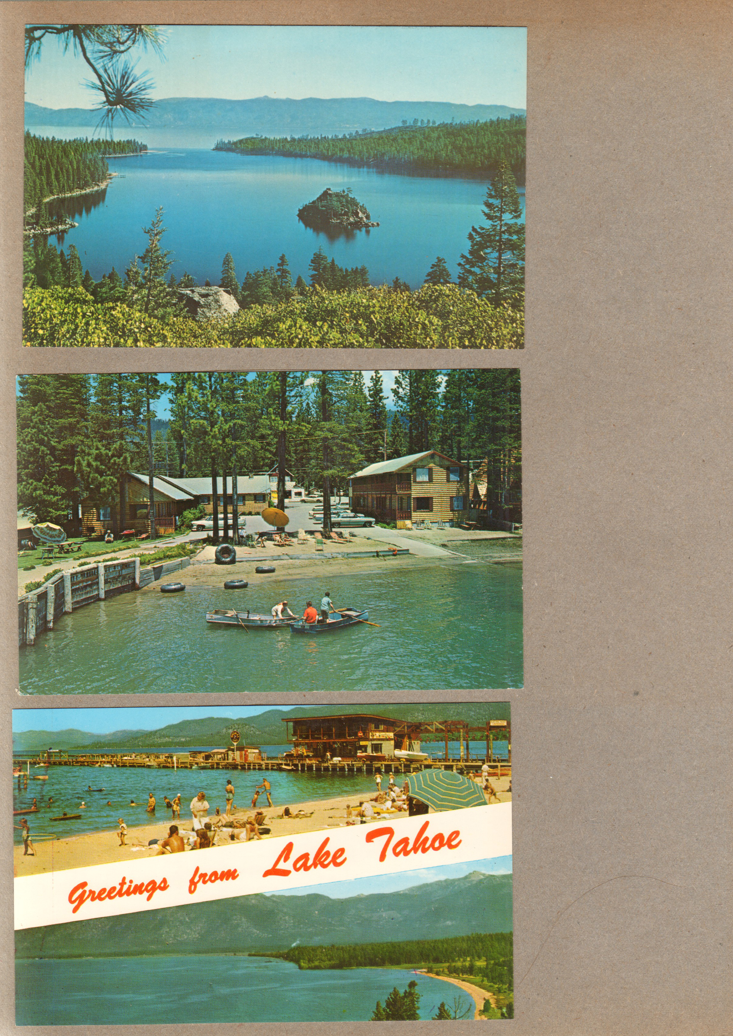 Lake Tahoe - postcard Lake Tahoe. postcard lake and lodge.  postcard Greetings from Lake Tahoe 