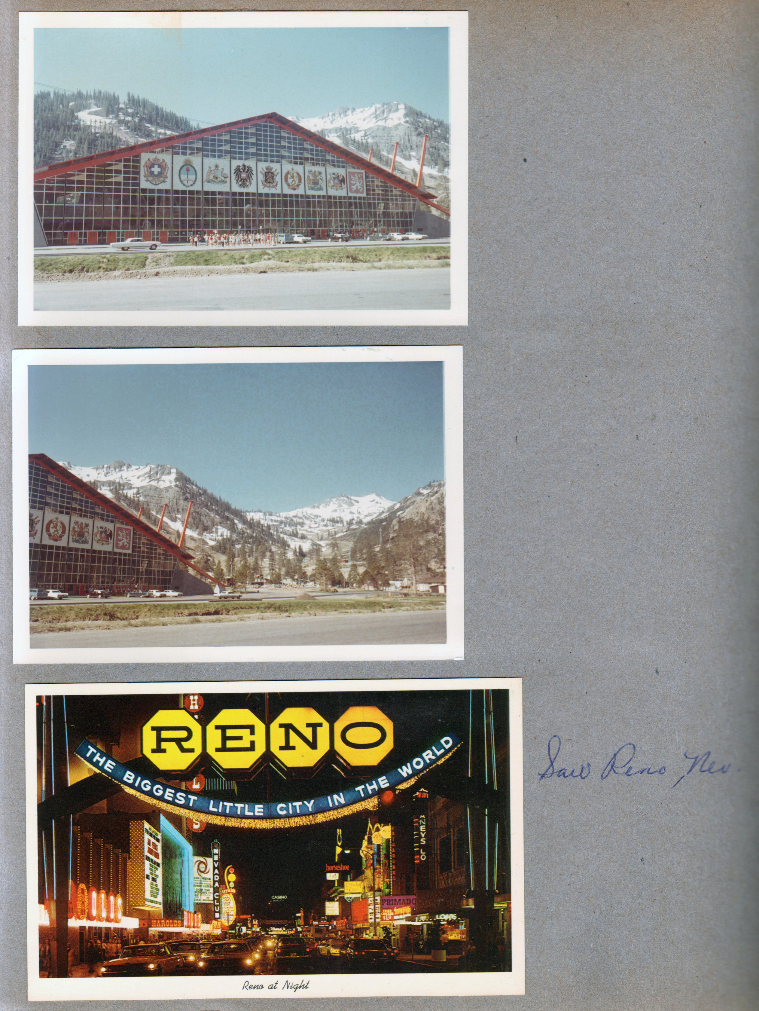 Squaw Valley Blyth Olympic Ice Arena. postcard Reno, the Biggest Little City in the World