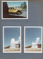Yellowstone National Park. Tour bus. Geysers