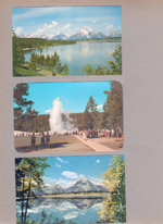 postcard Grand Teton National Park. Yellowstone National Park geyser. postcard Grand Teton National Park