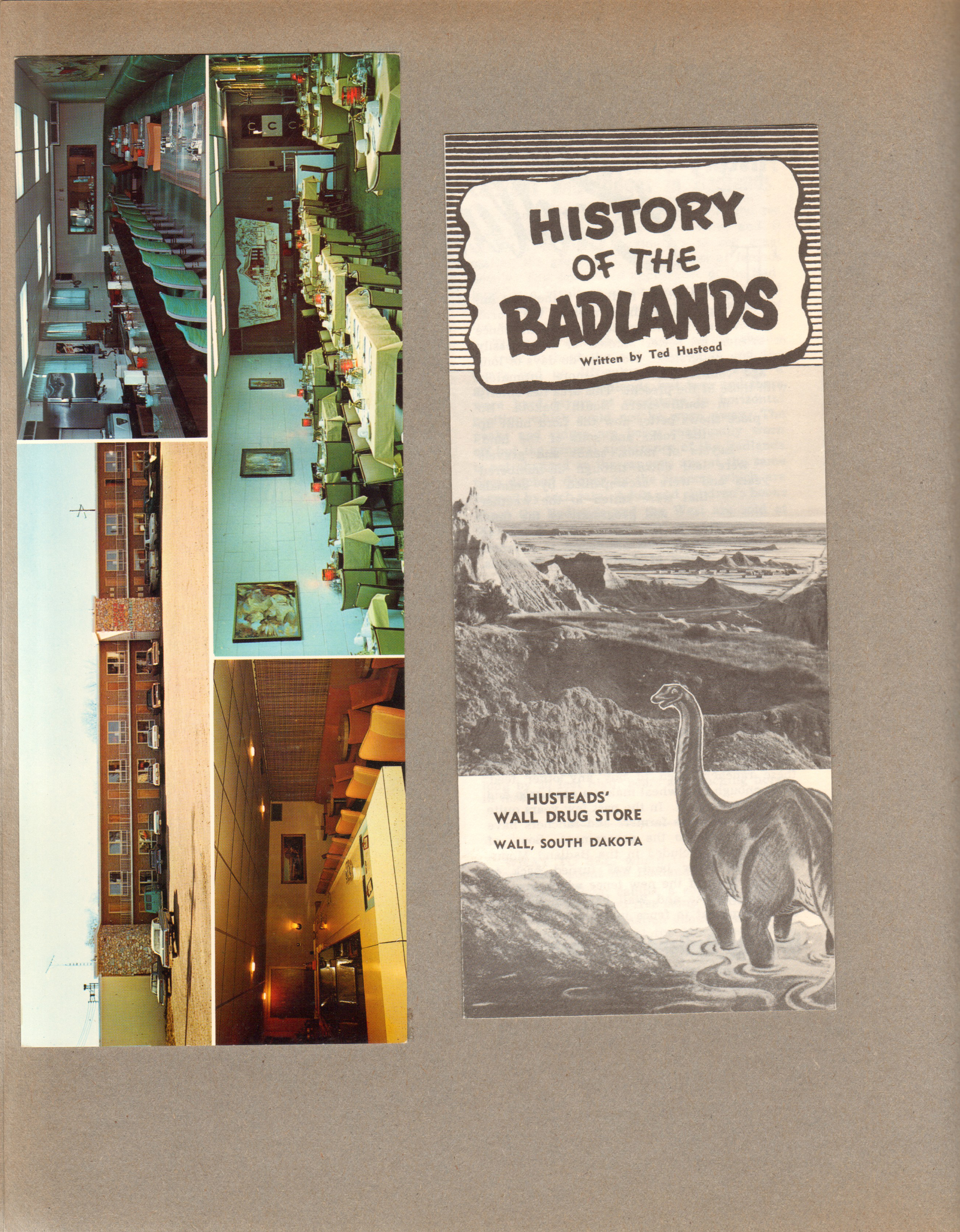 postcard Motor Inn and Restaurant. brochure History of the Badlands
