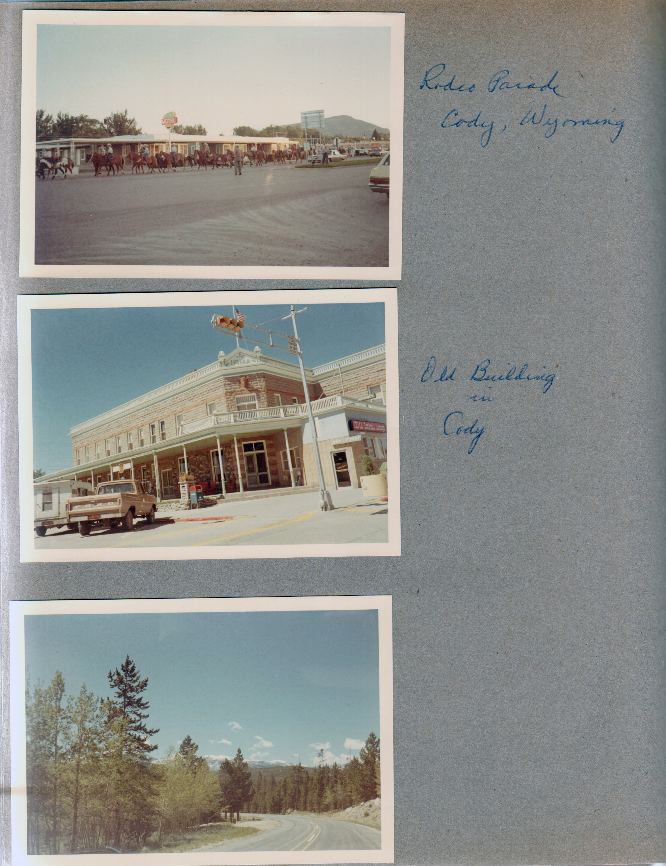 Rodeo Parade - Cody, Wyoming. Old building in Cody. driving