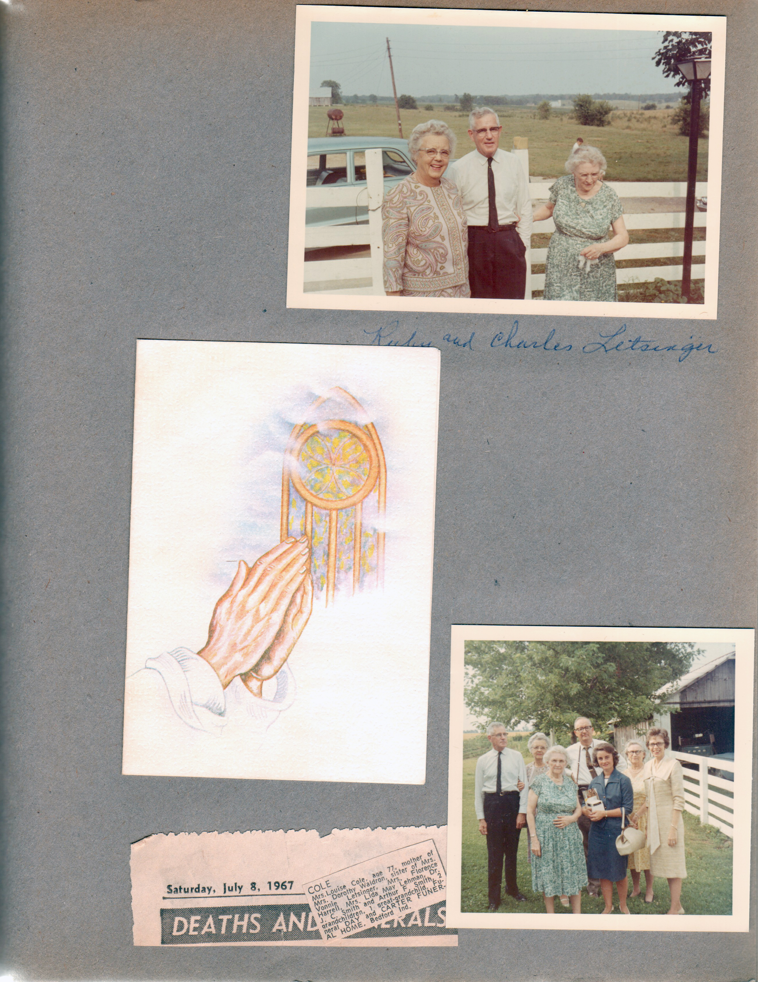 Bedford, IN Ruby, Charles and Vonnie Letsinger. Louise Cole in memory of. Charlie, Ruby, Vonnie, Warren, Rosemary, Florence, Sara. Louise Cole obituary