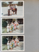 Bedford Draper Reunion Otis Park - Vic and Tex Murphy - Scottsburg. Flower ladies on steps - ?, Betty, Florence, Sara, Vonnie, Rosemary, Lida May, Mildred?, ?. 