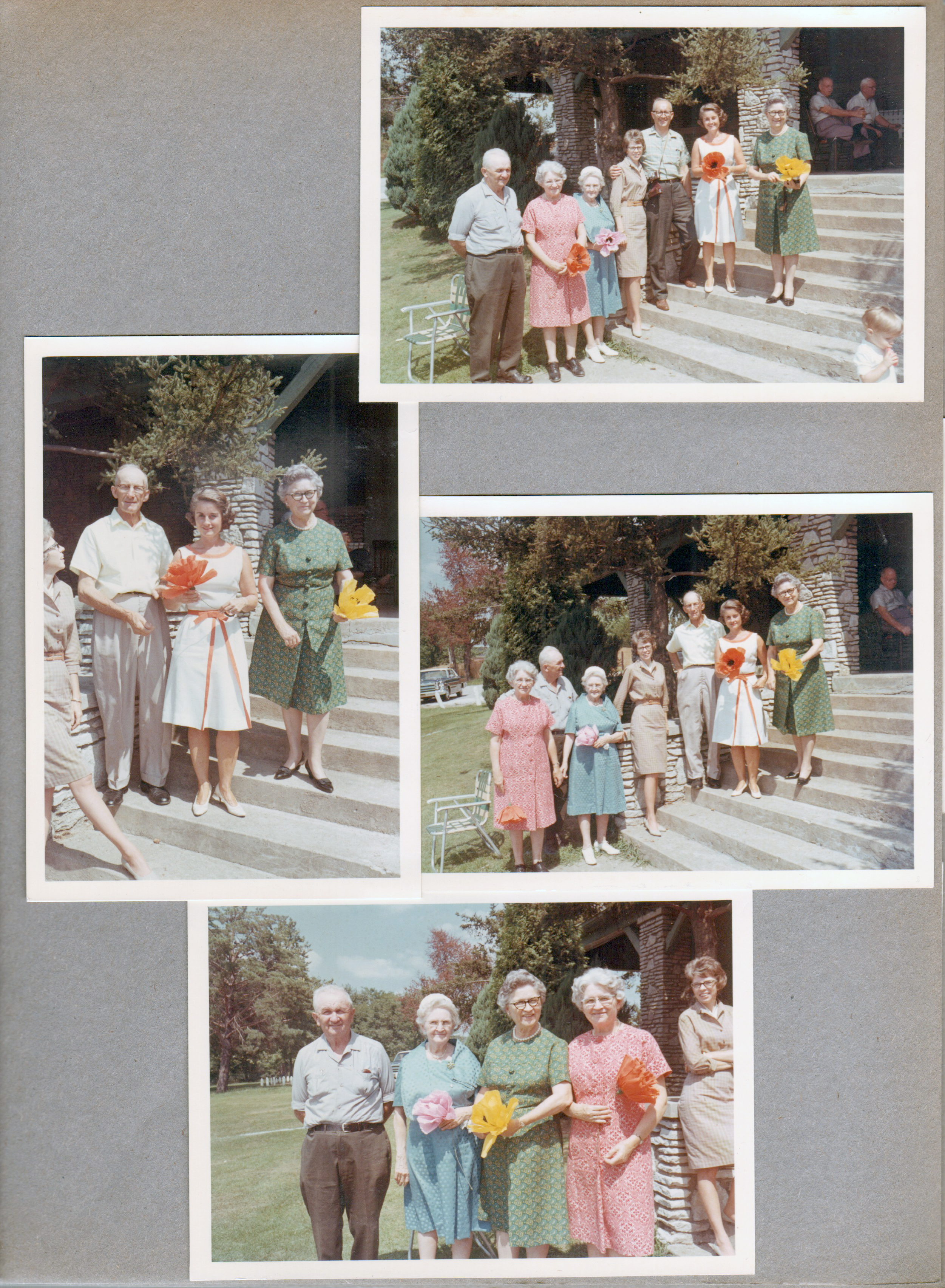 Bedford Draper Reunion Otis Park - Steps - Arthur, Lida May, Vonnie, Sara, Warren, Rosemary, Florence. Claud, Rosemary, Florence.