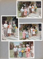 Bedford Draper Reunion Otis Park - Steps - Arthur, Lida May, Vonnie, Sara, Warren, Rosemary, Florence.  Claud, Rosemary, Florence. 
