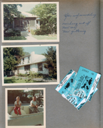 6122 house after remodeling - cutting back eaves overhang, new roof and gutters porch. Ronnie and Dave in car at 3845 Capitol. Indiana State Fair tickets