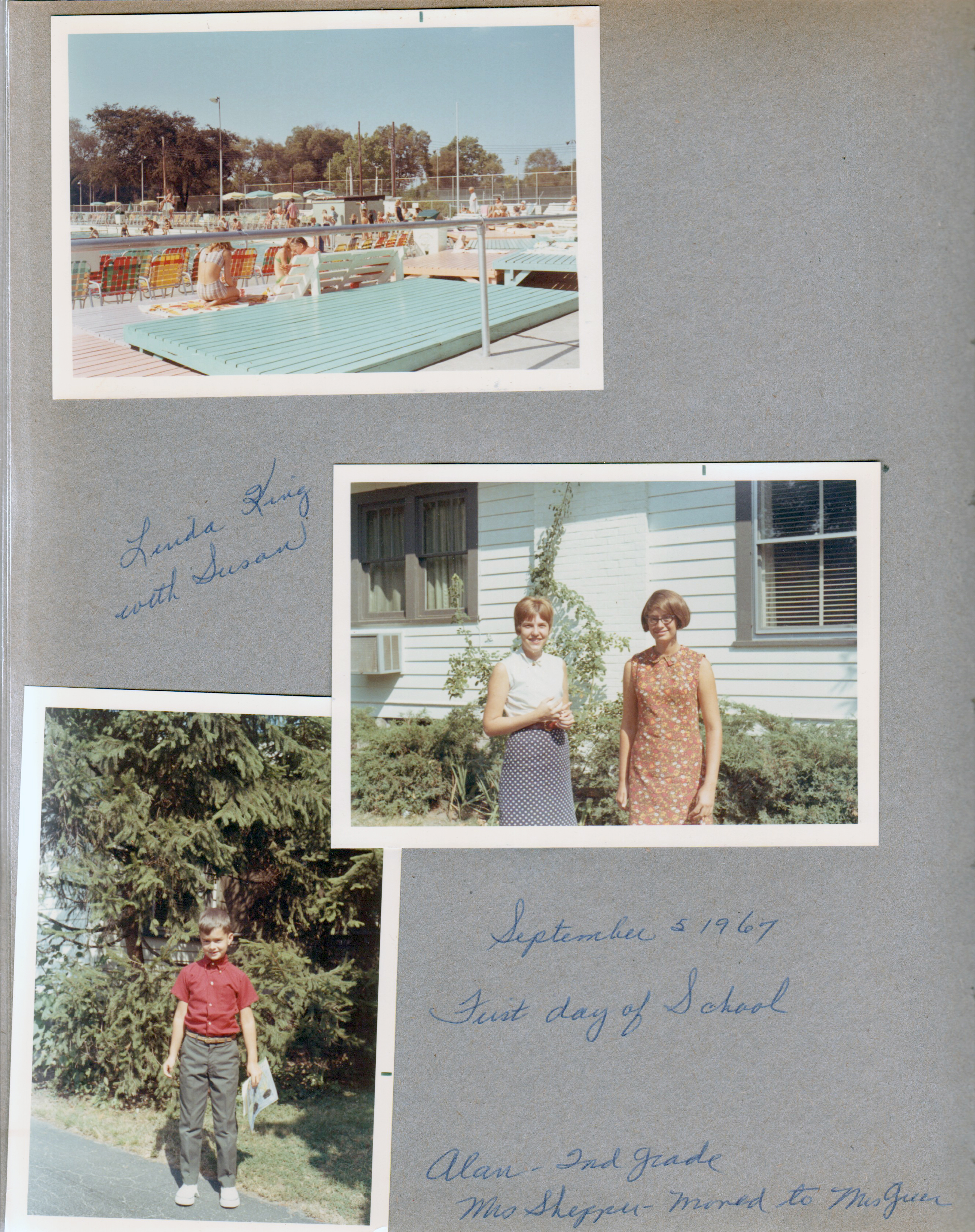 Riviera Club. 6122 yard - Linda King and Susan. Alan first day of school 2nd grade Mrs Shepper moved to Mrs Greer.