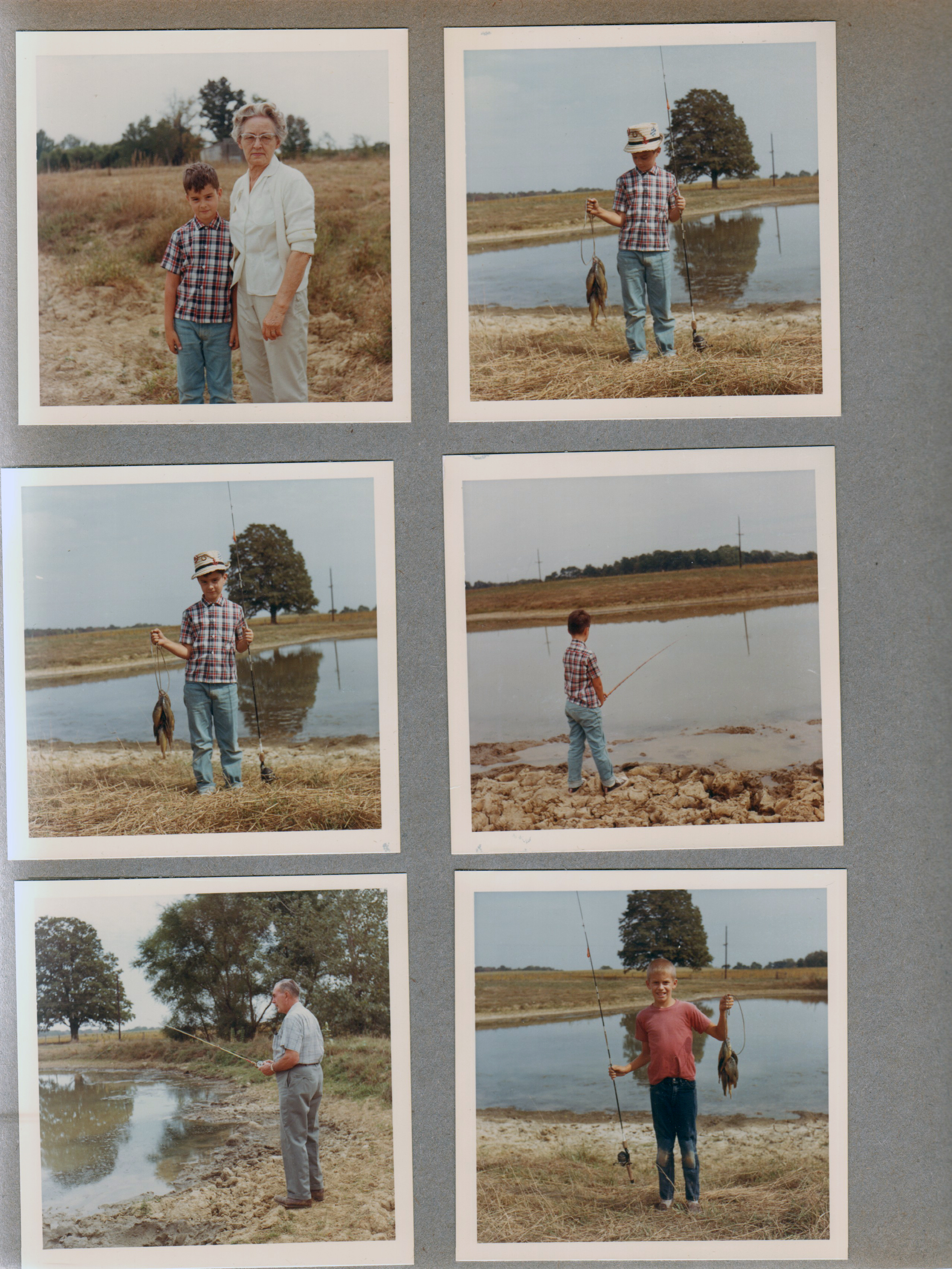 unknown fishing pond - Alan and woman. Alan with fish. Girstle. Eddie.