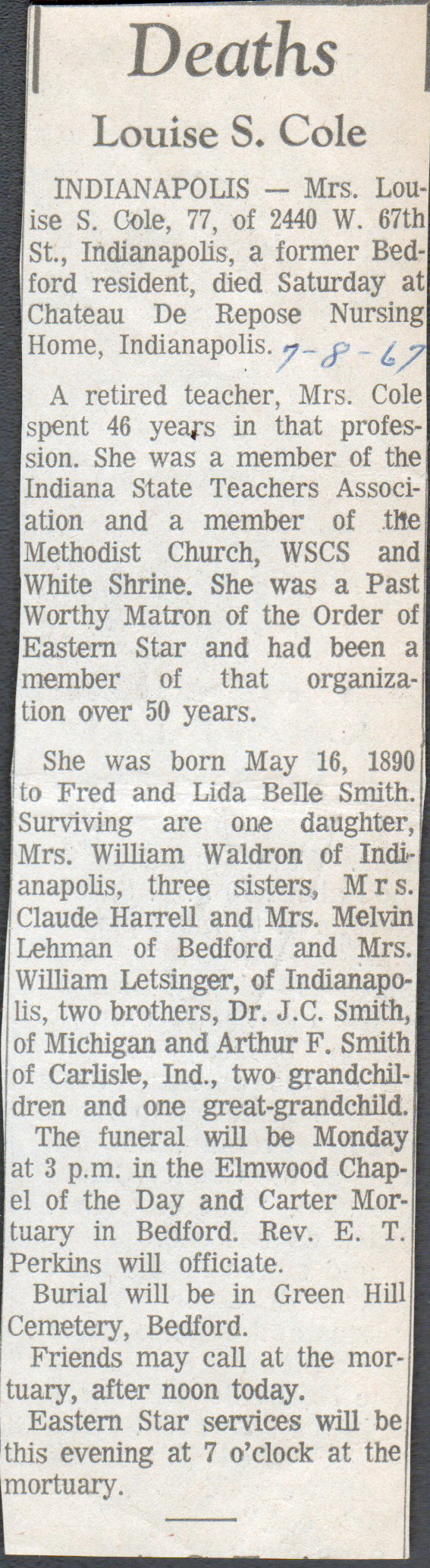 Louise Cole obituary