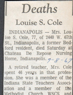 Louise Cole obituary