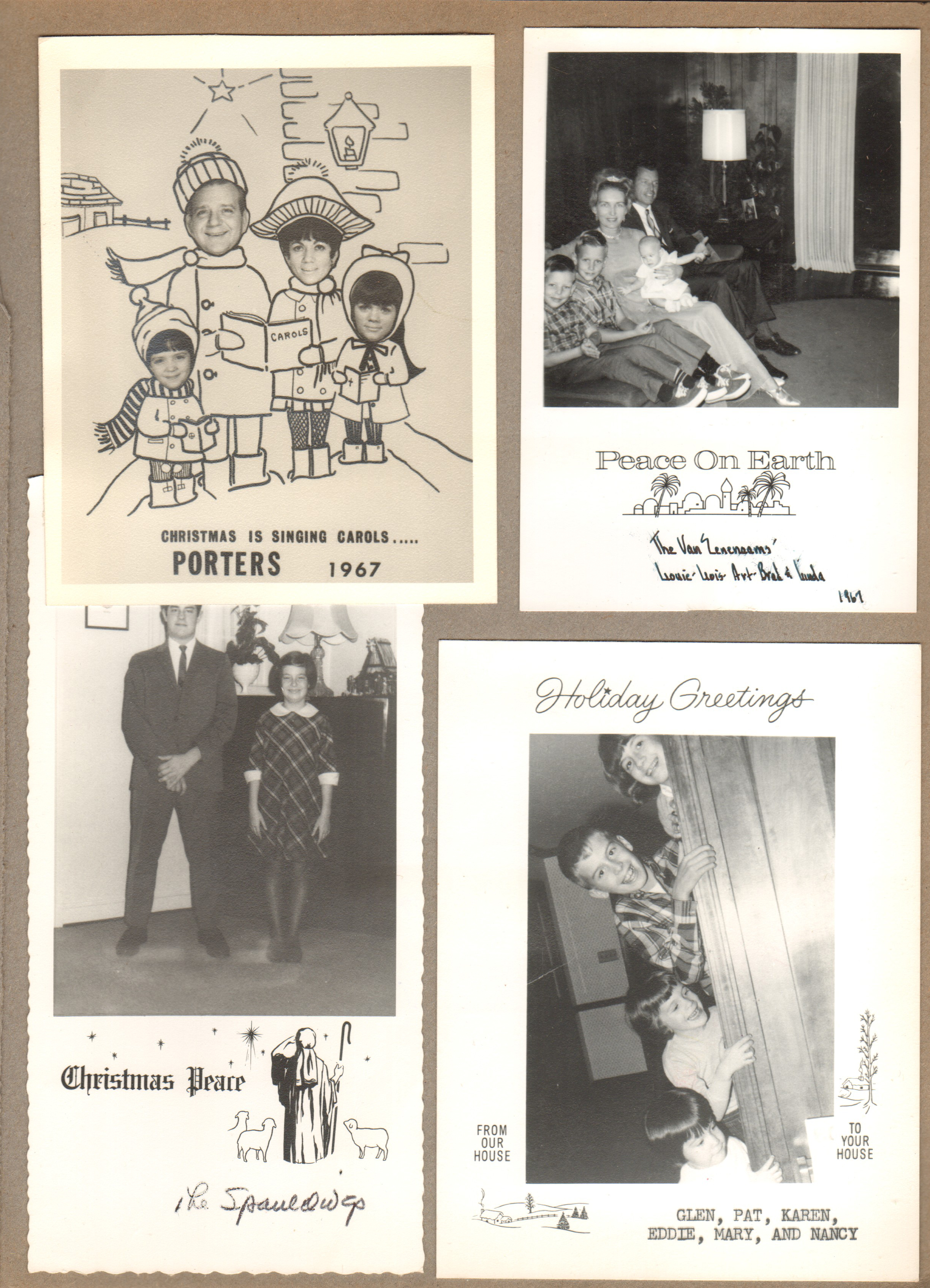 Christmas cards - Porters. VanEenenaams. Spauldings. Karen, Eddie, Mary, Nancy Hague. 