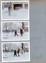 6122 John snowblower. Alan and Susan in yard piling snow