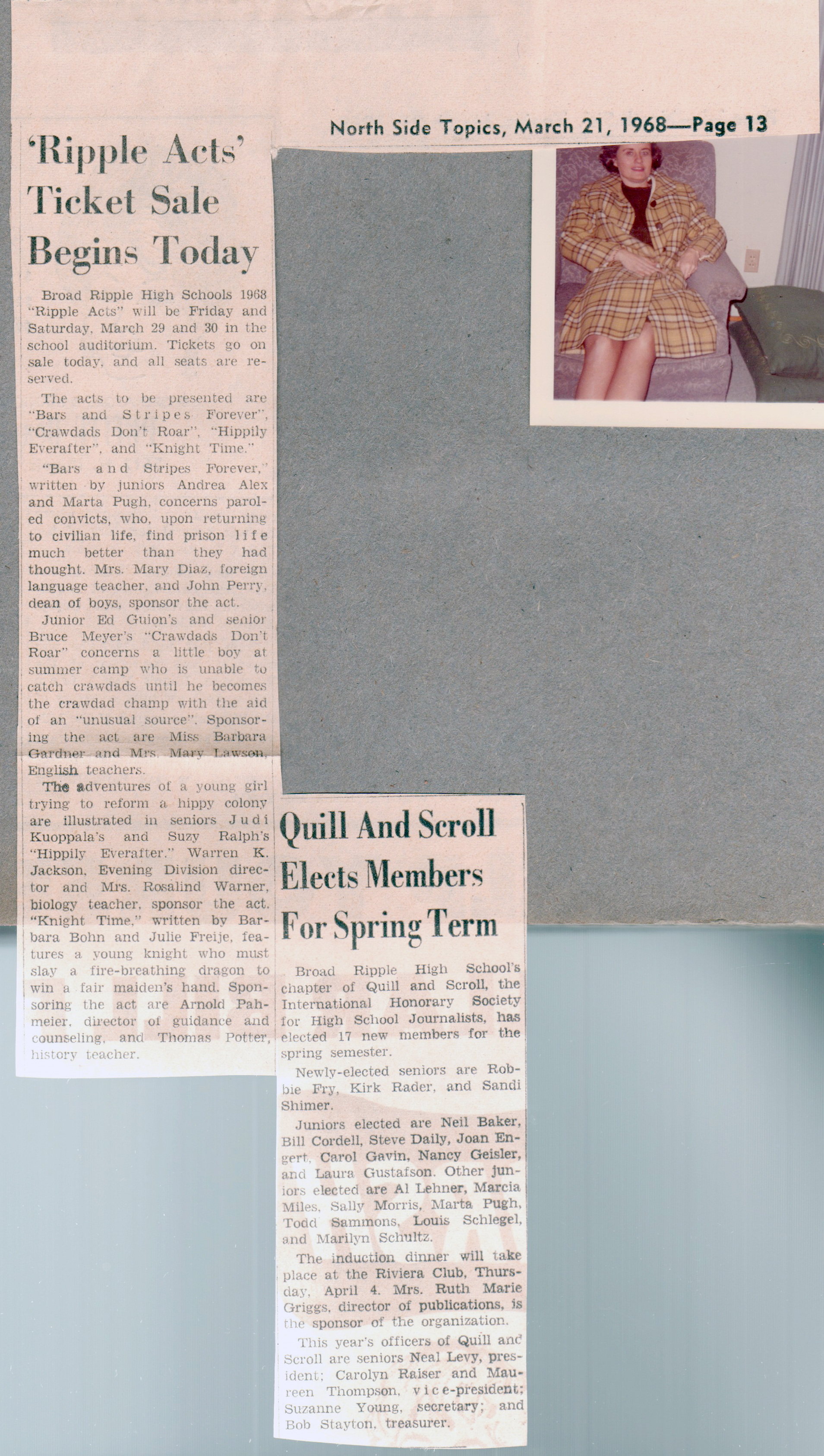 newspaper clipping BRHS  Ripples Acts