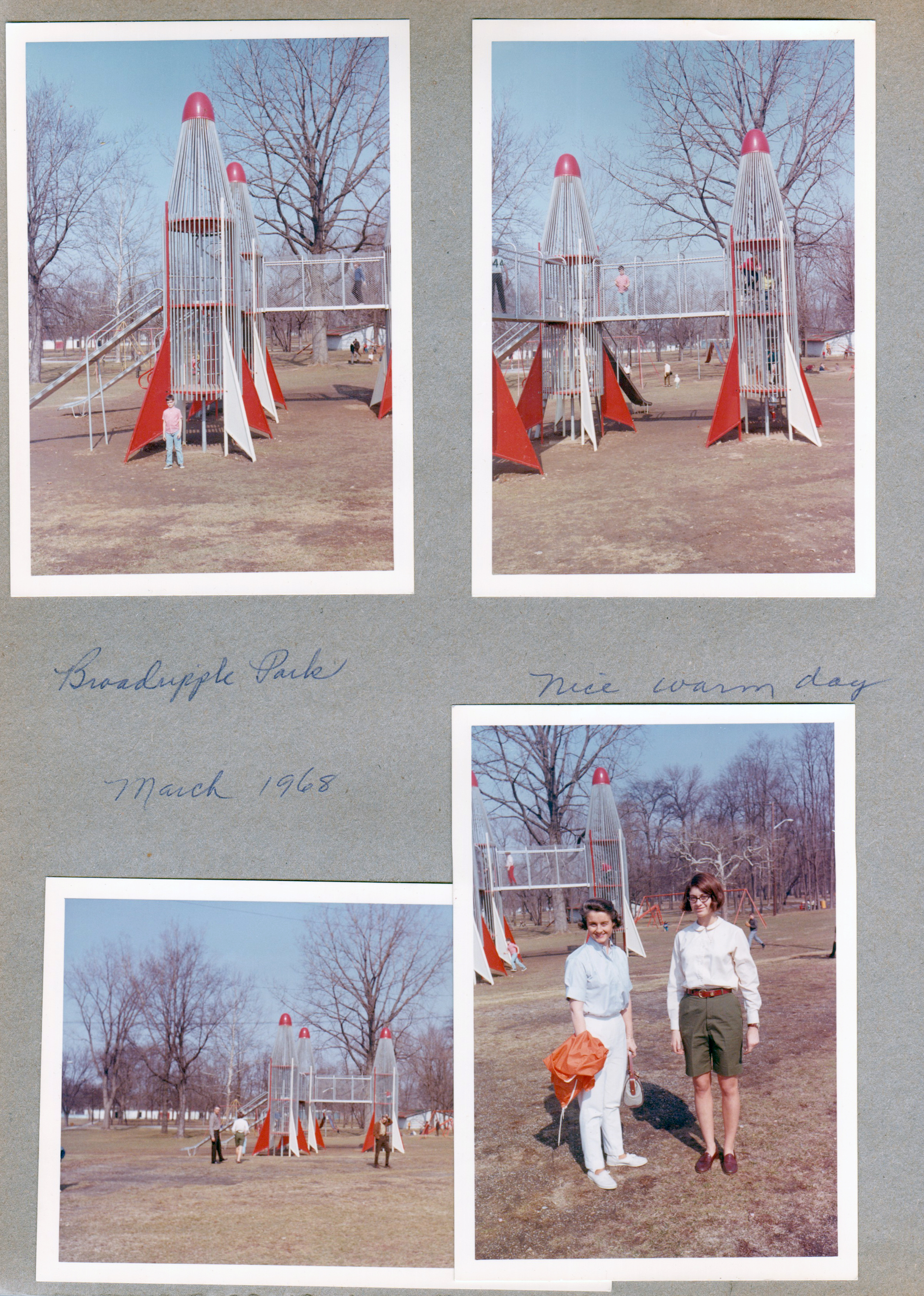 Broad Ripple Park rocket slide. Alan. Rosemary and Susan.